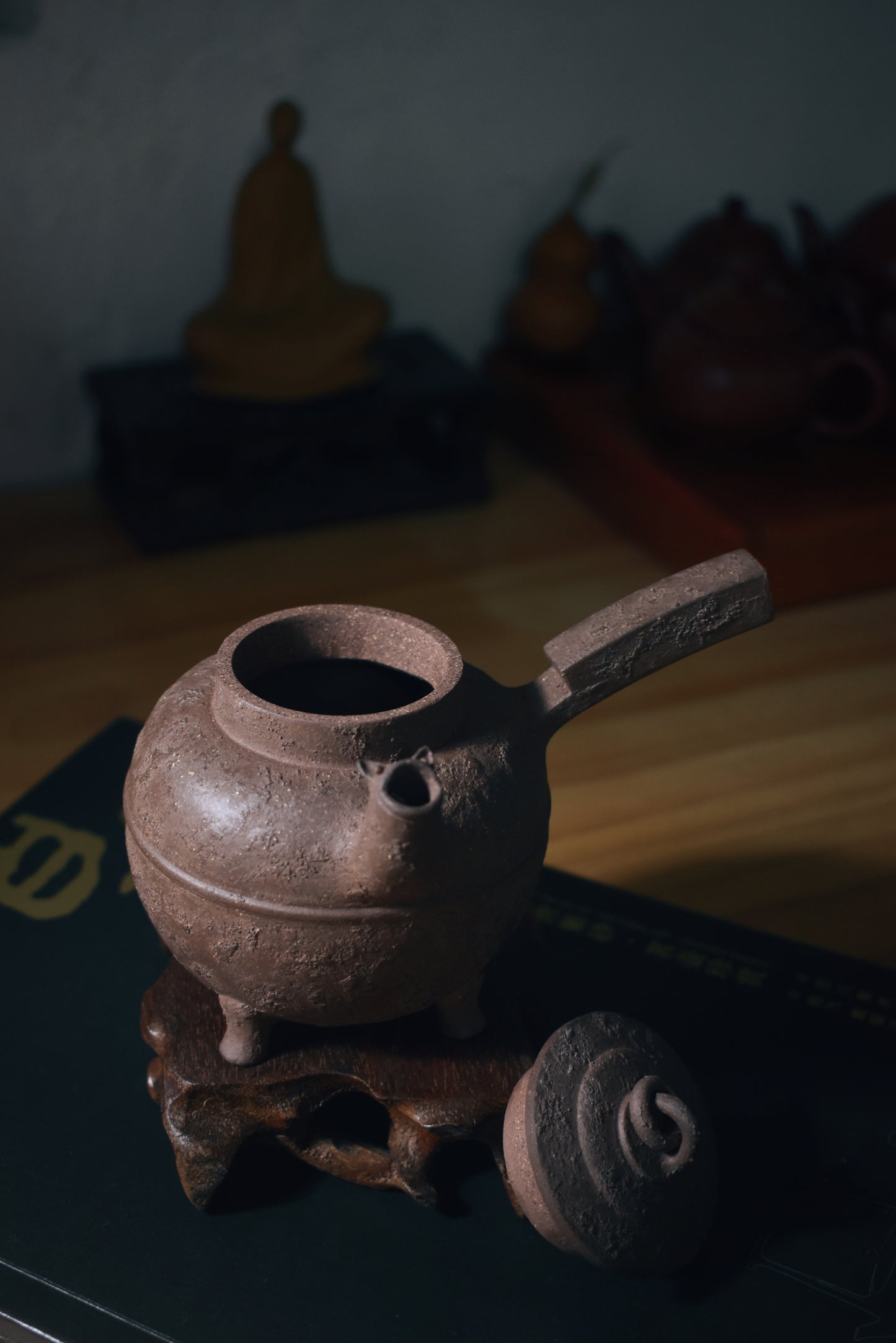 Qinghuini Side Handle Pot 青灰泥 慕古側把壺