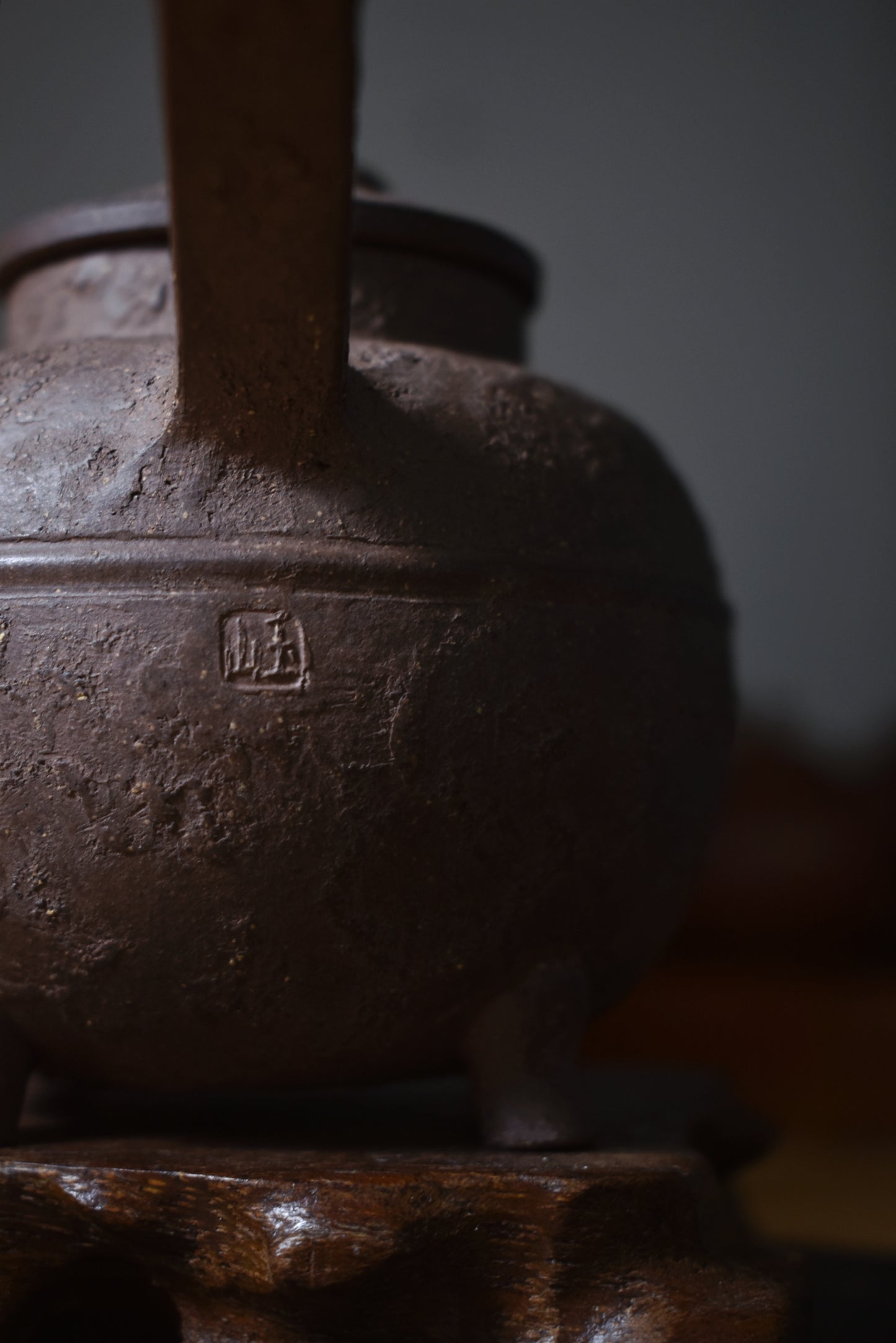 Qinghuini Side Handle Pot 青灰泥 慕古側把壺