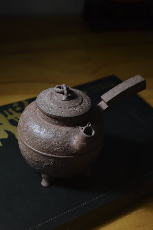 Qinghuini Side Handle Pot 青灰泥 慕古側把壺
